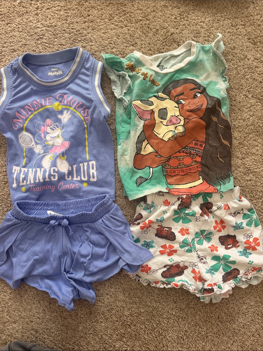 Disney Lavender Minnie Tennis Club Tank & Ruffle Shorts Set and Moana short set